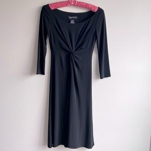 Jones New York Women’s Black Twist Knot 3/4 Sleeve MIDI Dress Size 4